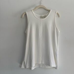 Lucy & Laurel Cream Ribbed Sleeveless Tank Top